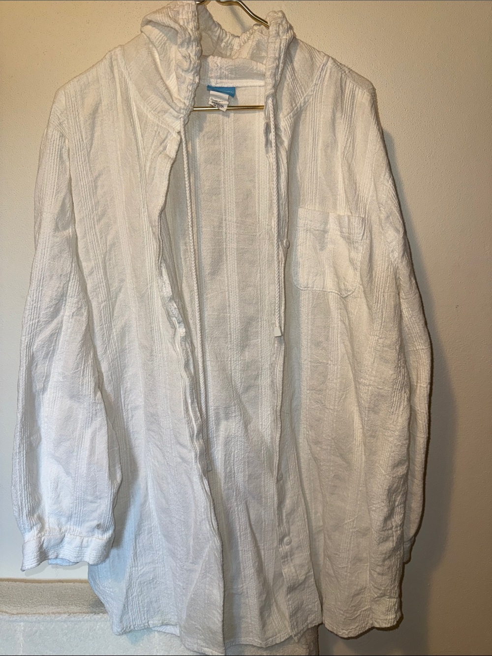 Dotti White Textured Hooded Button Shirt